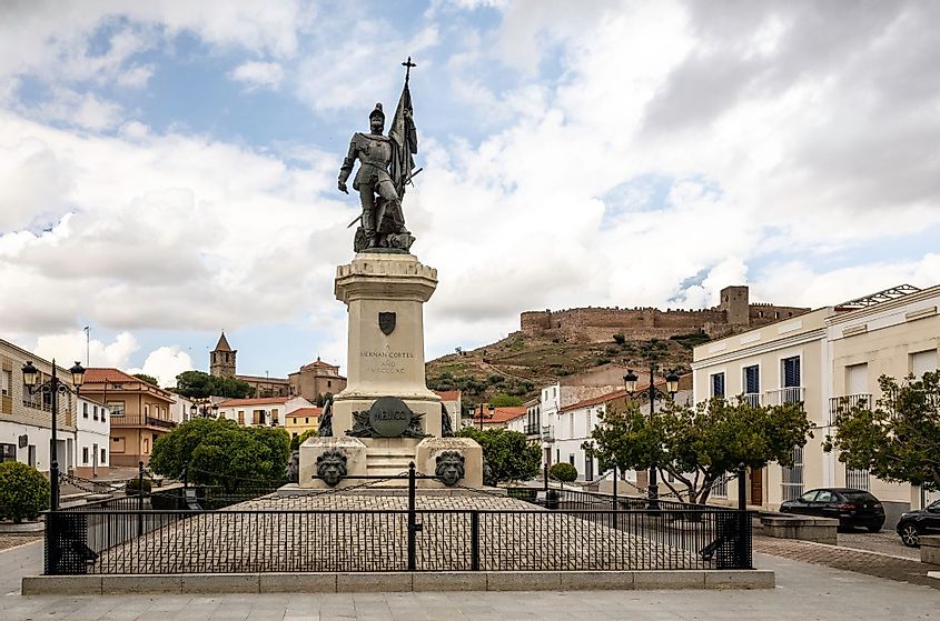 Estatua del conquistador español Hernán Cortés en España.