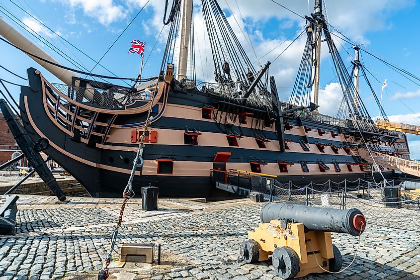HMS Victory, el famoso acorazado histórico de la Royal Navy en la batalla de Trafalgar