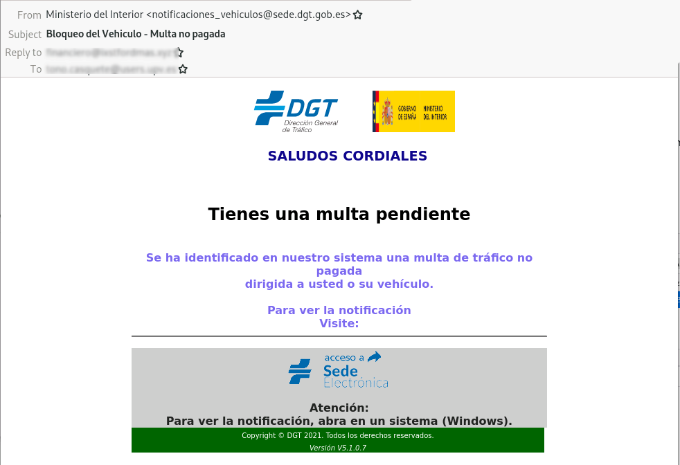 Ojo: España advierte de estafa por correo electrónico de la DGT